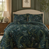 H.PAI Enchanted Forest Mushroom Quilted 3-Piece Bedding Set