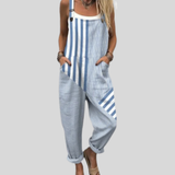 Striped dungarees blue and white