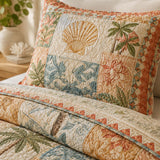 H.PAI Tropical Botanical Quilted 3-Piece Bedding Set