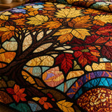 H.PAI Autumn Tree of Life Quilted 3-Piece Bedding Set