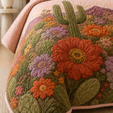 H.PAI Desert Cactus Floral Quilted 3-Piece Bedding Set