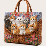Cat Family Quilted Tote Bag