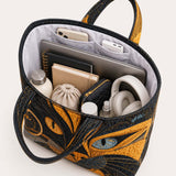 H.PAI Women's Quilted Tote Bag - Artistic Abstract Cat Face Patchwork Boho Luxury Shoulder Handbag