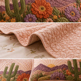 H.PAI Desert Cactus Floral Quilted 3-Piece Bedding Set
