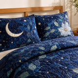 H.PAI Moonlit Floral Quilted 3-Piece Bedding Set