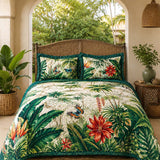 H.PAI Tropical Botanical Quilted 3-Piece Bedding Set