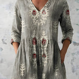 Long Blouse with V-Neck