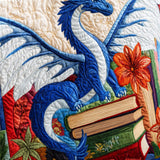 H.PAI Women's Quilted Tote Bag - Blue Dragon & Books Print Floral Top-Handle Travel Carry-On Bag
