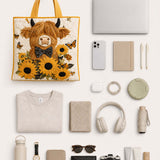 Butterfly Bow Highland Cow Quilted Tote Bag