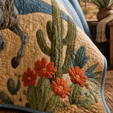 H.PAI Desert Horse Landscape Quilted 3-Piece Bedding Set