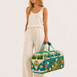 H.PAI Women's Retro 70s Hippie Van, Forest & Wildflower Quilted Duffle Bag