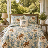 H.PAI Western Floral Horse Quilted 3-Piece Bedding Set