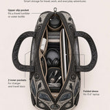 H.PAI Women's Quilted Duffle Bag - Gothic Raven Skull & Van Print Travel Bag