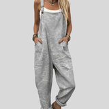 Dungarees light gray with used look