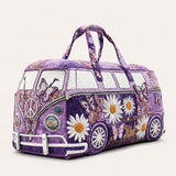 H.PAI Women's Quilted Duffle Bag - Retro Floral Camper Van Travel Overnight Bag