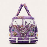 H.PAI Women's Quilted Duffle Bag - Retro Floral Camper Van Travel Overnight Bag