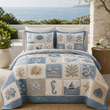 Coastal Ocean Quilted 3-Piece Bedding Set