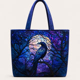 H.PAI Moonlit Raven Forest Quilted Tote Bag