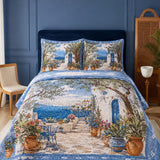 H.PAI Mediterranean Garden Quilted 3-Piece Bedding Set