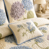 H.PAI Hydrangea Floral Quilted 3-Piece Bedding Set