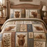 Highland Cow Quilted 3-Piece Bedding Set