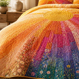 H.PAI Rainbow Sunburst Quilted 3-Piece Bedding Set