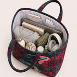 H.PAI Gothic Raven Flower Quilted Tote Bag