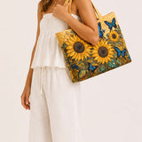 Sunflower and Butterfly Quilted Tote Bag