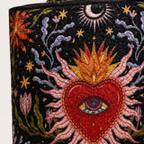 H.PAI Mystical Sacred Heart & Celestial Floral Quilted Tote Bag