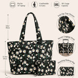 Daisy Quilted Cotton Tote Bag With Matching Pouch