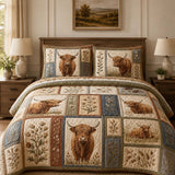 Highland Cow Quilted 3-Piece Bedding Set