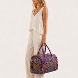 H.PAI Women's Quilted Duffle Bag - Retro Floral Camper Van Travel Overnight Bag