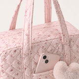 Vintage Pink Floral Quilted Stroller & Hospital Duffle Bag