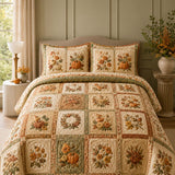 H.PAI Pumpkin Harvest Quilted 3-Piece Bedding Set