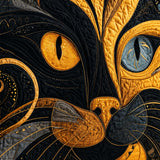 H.PAI Women's Quilted Tote Bag - Artistic Abstract Cat Face Patchwork Boho Luxury Shoulder Handbag