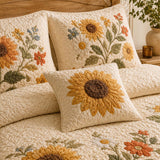 H.PAI Farmhouse Sunflower Floral Quilted Bedding Set