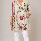 Long Blouse with V-Neck