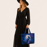 H.PAI Moonlit Raven Forest Quilted Tote Bag