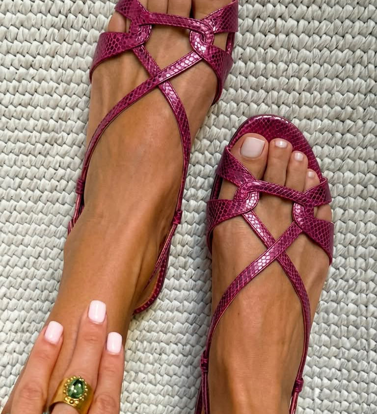 Bronze Snake Flat Sandals