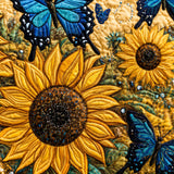 Sunflower and Butterfly Quilted Tote Bag