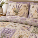 Lavender Bee Quilted 3-Piece Bedding Set