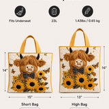 Butterfly Bow Highland Cow Quilted Tote Bag