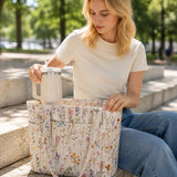 The Botanical Wildflower Quilted Cotton Tote Bag With Matching Pouch