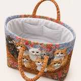 Cat Family Quilted Tote Bag