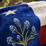 H.PAI Texas Bluebonnet Floral Quilted 3-Piece Bedding Set