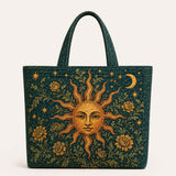 H.PAI Moonlit Raven Forest Quilted Tote Bag