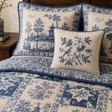 Blue Willow Floral Quilted 3-Piece Bedding Set