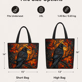 H.PAI Autumn Raven Forest Quilted Tote Bag