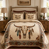 H.PAI Longhorn Skull Western Quilted 3-Piece Bedding Set