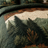 Dark Forest Retreat Quilted 3-Piece Bedding Set